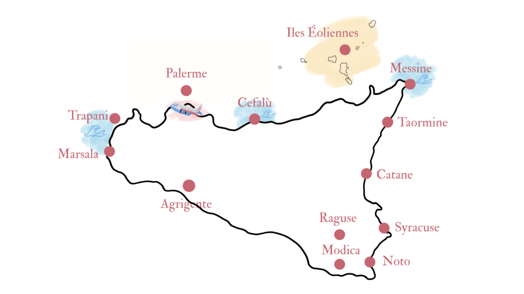 carte itinéraire Sicile